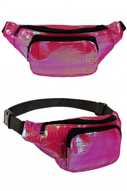 Borsa Hip in pelle stampa serpente fucsia