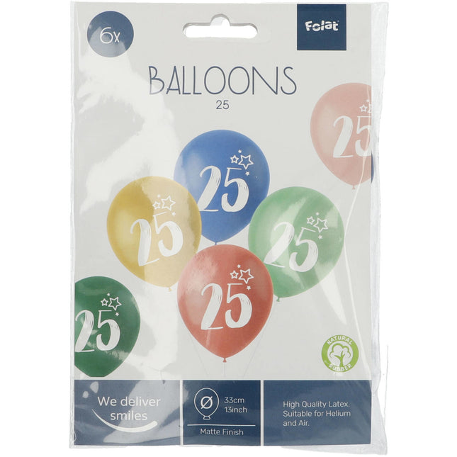 Palloncini 25 anni colorati 33cm 6pz