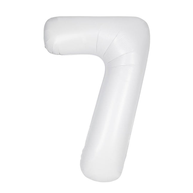 Palloncino bianco a forma di figura 7 anni opaco 86 cm