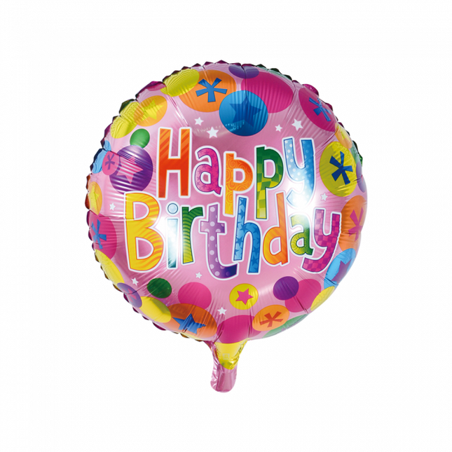 Palloncino ad elio Happy Birthday Coriandoli 45cm vuoto