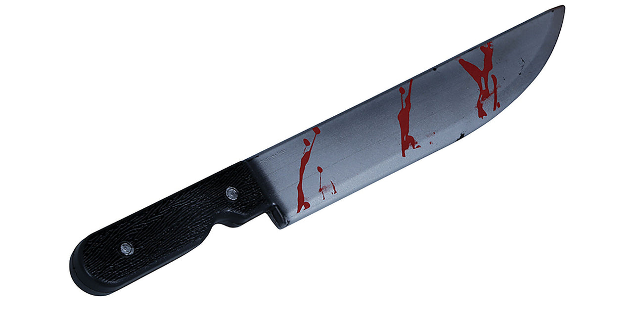 Machete finto di Halloween con sangue 45 cm