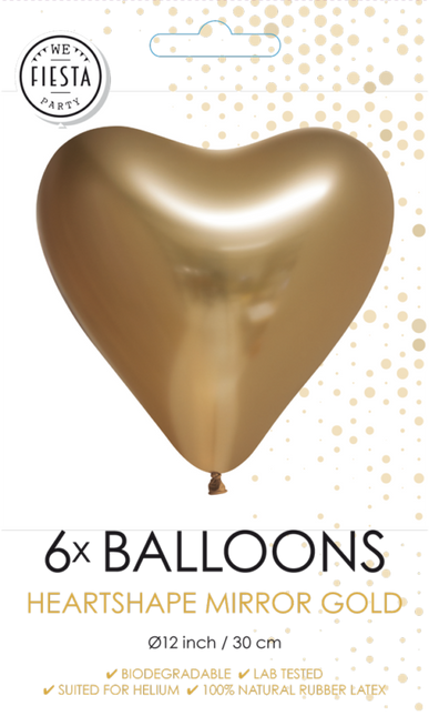 Palloncini cuore oro 30cm 6pz