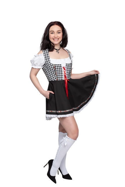 Abito Dirndl Oktoberfest Nero Bianco Donna