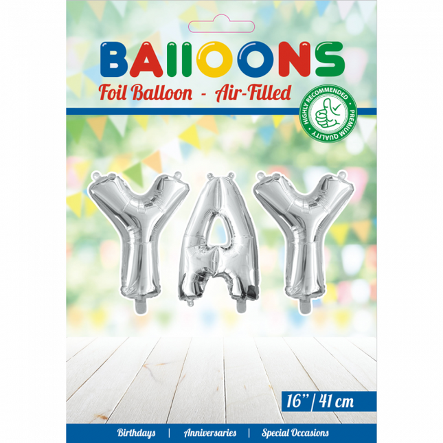 Set lettere palloncini Yay Silver 41cm