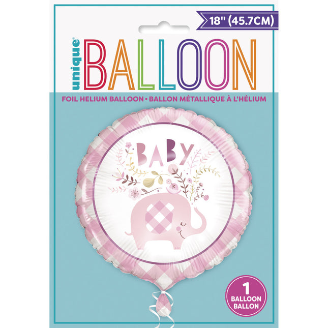 Palloncino ad elio Baby Elephant Rosa 45cm vuoto