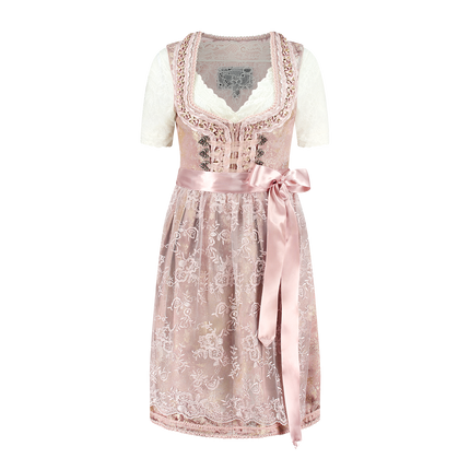 Abito Dirndl rosa chiaro Oktoberfest Donna 2 Pezzi