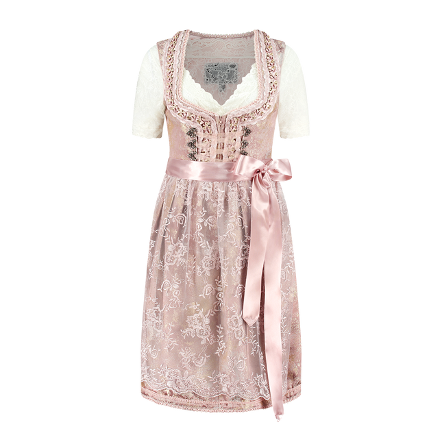 Dirndl 2-tlg., antikrosa, Spitzenschürze