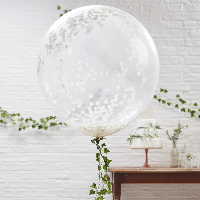 Palloncini a coriandoli bianchi 90cm 3pz