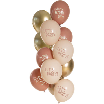 Palloncini rosa Happy Birthday 33cm 12pz