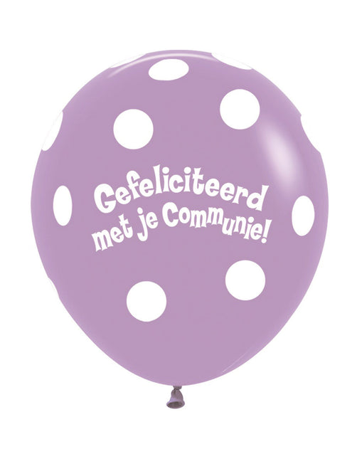 Palloncini Comunione a Pois Lilla 45cm 25pz