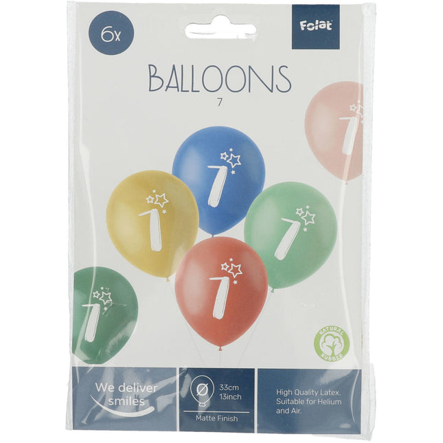 Palloncini 7 anni colorati 33cm 6pz