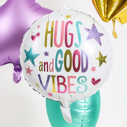 Palloncino ad elio Hugs And Good Vibes vuoto 45 cm