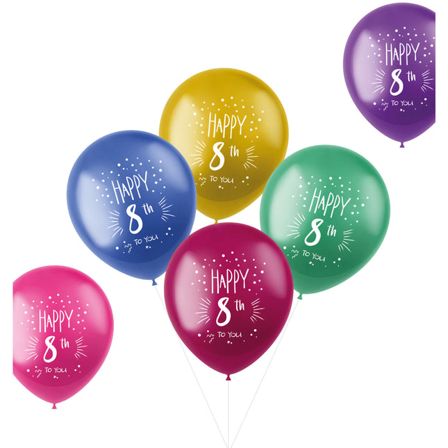 Palloncini 8 anni Happy 8th 33cm 6pz