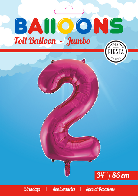 Palloncino Foil Figura 2 Fucsia XL 86cm vuoto