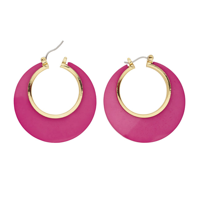 Orecchini Disco 70S Oro Fucsia