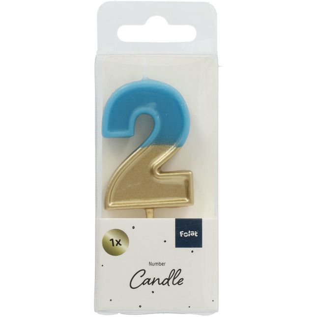 Candela 2 anni Retro Blu 5cm