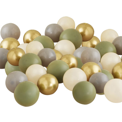 Palloncini verdi oro grigio beige 13cm 40pz