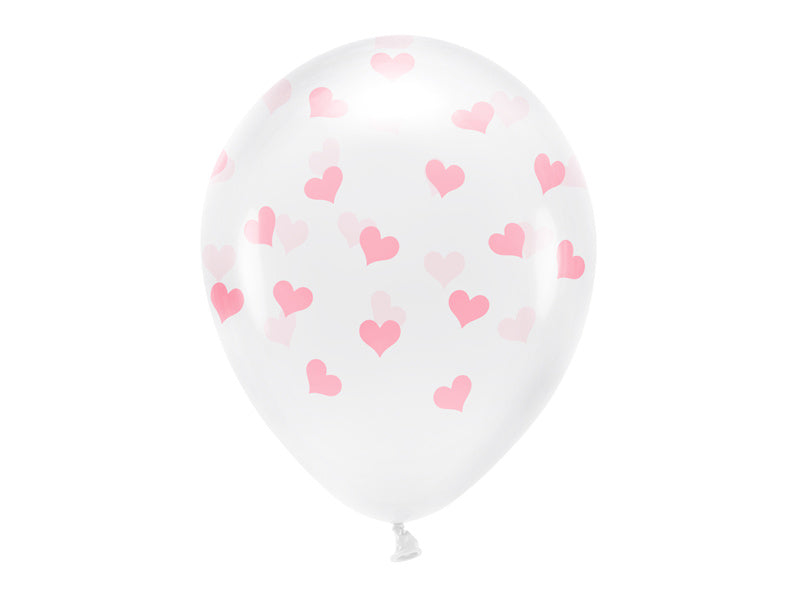 Palloncini bianchi cuori rosa chiaro 33cm 6pz