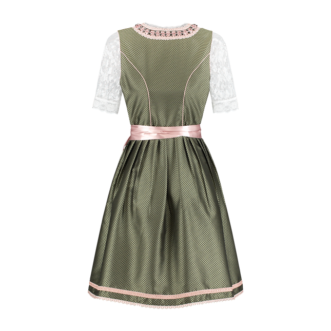 Abito Dirndl Bianco Verde Oktoberfest Donna 2 Pezzi