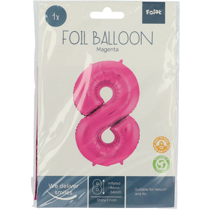 Palloncino Foil Figura 8 Fucsia Metallizzato XL 86cm vuoto