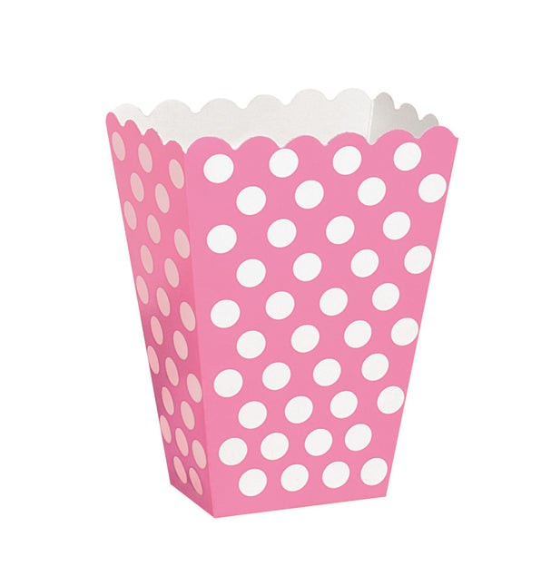Ciotole per popcorn rosa a pois bianchi 13,7 cm 8 pezzi