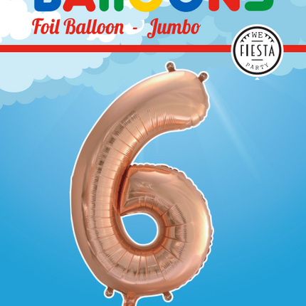 Palloncino in foil Figura 6 Rose Gold XL 86cm vuoto