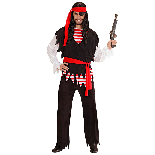 Costume da pirata rosso nero uomo a righe