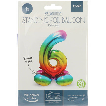 Palloncino in foil Figura 6 Arcobaleno con supporto 72 cm