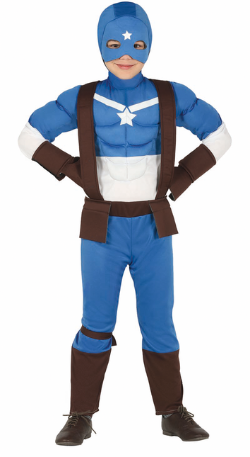 Costume da supereroe bambino blu bianco