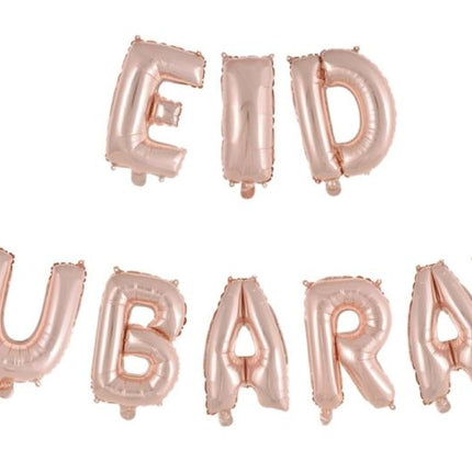 Palloncini Lettera Eid Mubarak Oro Rosa Vuoto