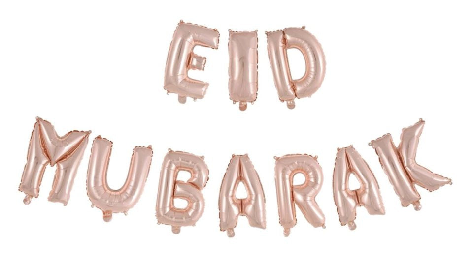 Palloncini Lettera Eid Mubarak Oro Rosa Vuoto