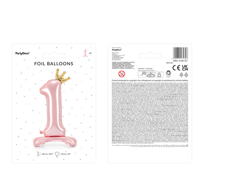 Palloncino Foil Figura 1 Rosa chiaro Standard Vuoto 84cm