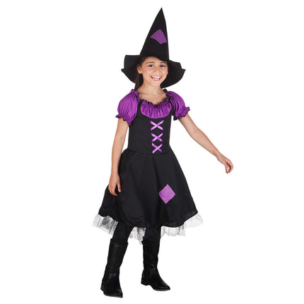 Costume da strega di Halloween per bambino viola