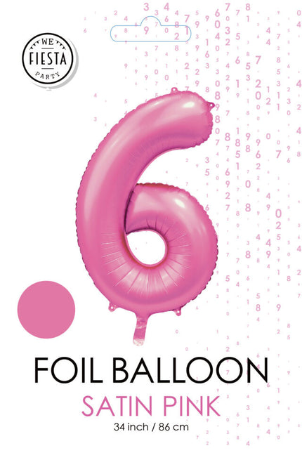 Palloncino a forma di figura rosa 6 anni lucido 86 cm