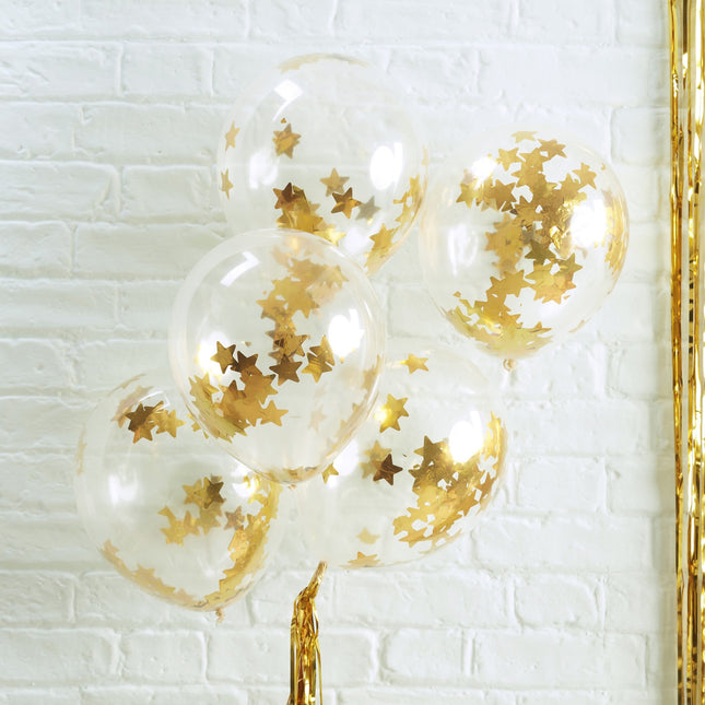 Palloncini coriandoli oro stelle 30cm 5pz