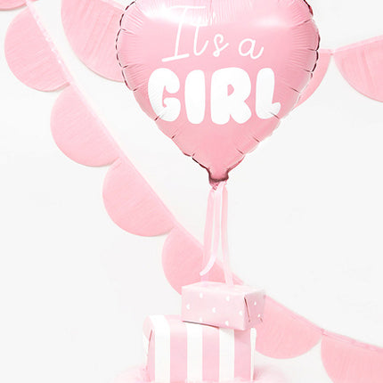 Palloncino ad elio Cuore It's A Girl vuoto 45 cm