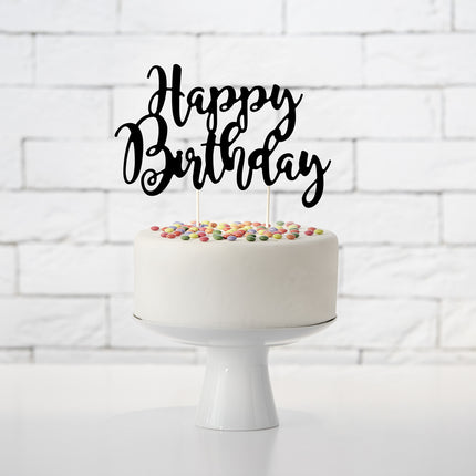 Cake topper Buon compleanno nero 22,5 cm