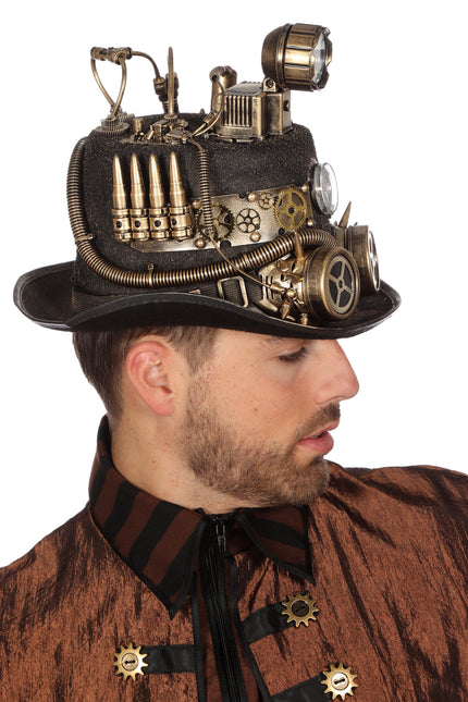 Cappello Steampunk con lampada Mine