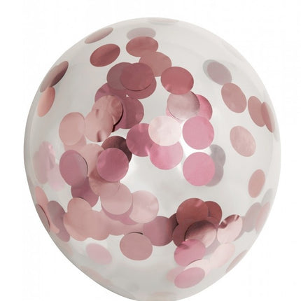 Palloncini con coriandoli oro rosa 30 cm 6 pezzi