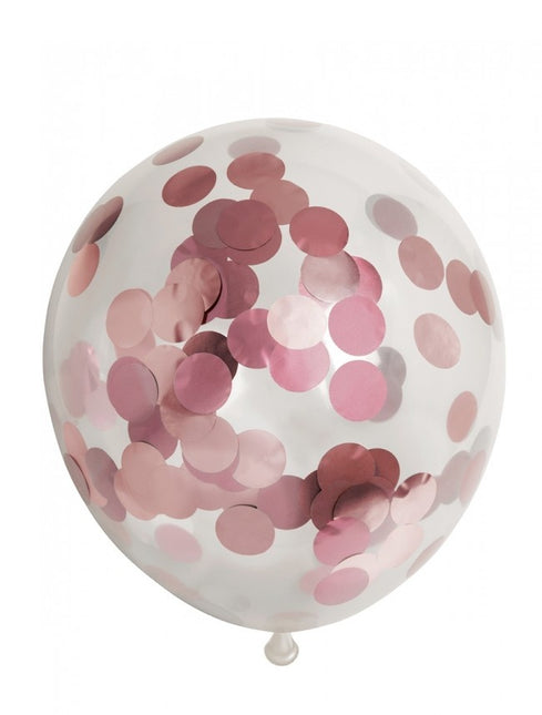 Palloncini con coriandoli oro rosa 30 cm 6 pezzi