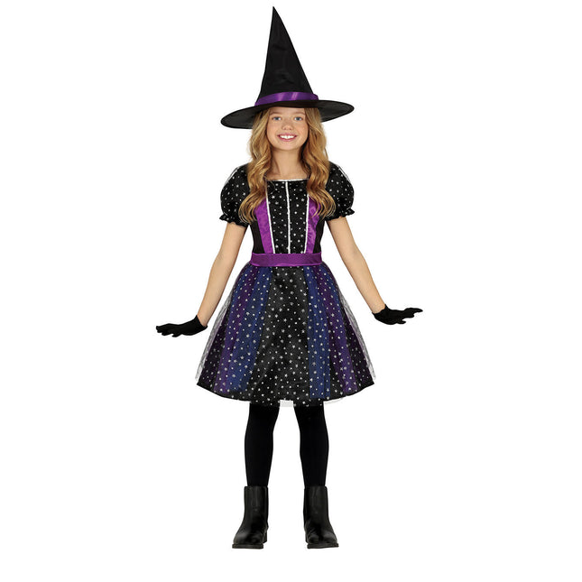 Costume da strega di Halloween Ragazza Stella Glitter