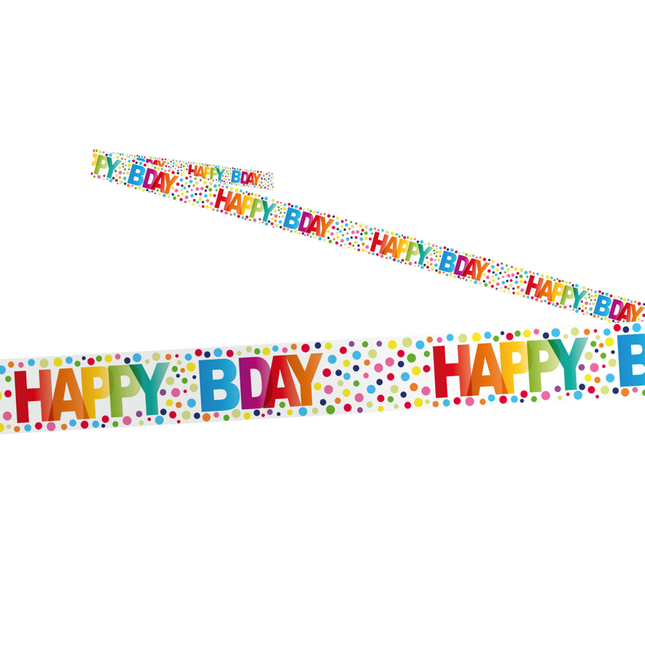 Nastro barriera compleanno Happy Birthday Dots 15m