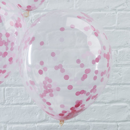 Palloncini rosa con coriandoli 30cm 5pz