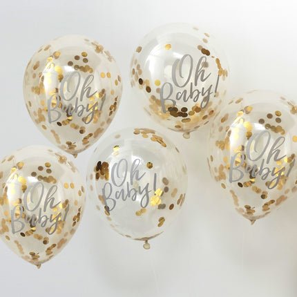 Palloncini con coriandoli dorati Oh Baby 30cm 5pz