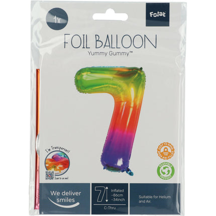 Palloncino in foil Figura 7 Rainbow XL 81cm vuoto