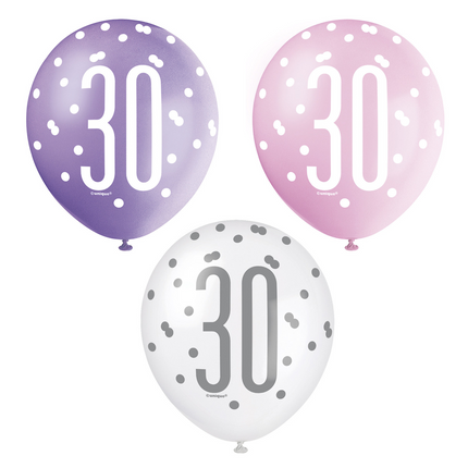 Palloncini 30 anni a pois 30cm 6pz