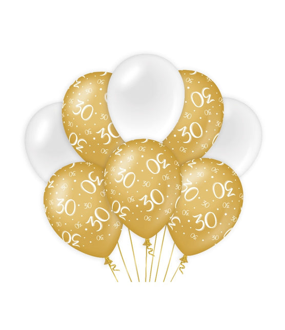 Palloncini 30 anni oro bianco 30cm 8pz