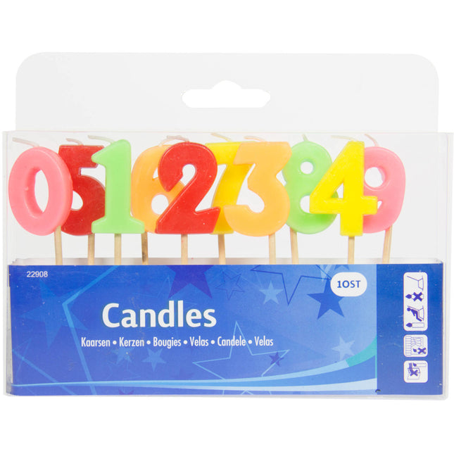 Set di candele 0-9 anni 9cm 10pz