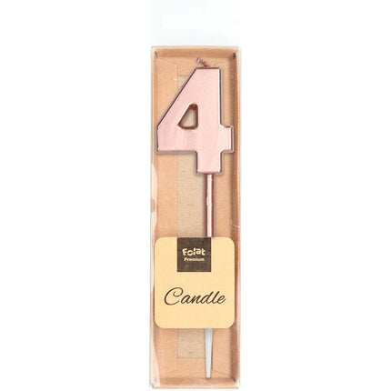 Candela Figura 4 Oro Rosa Metallizzato 15 cm