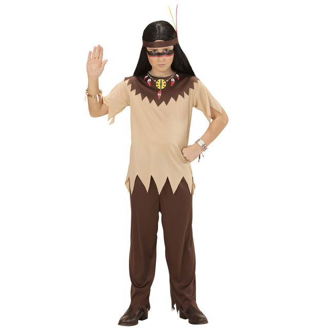 Costume indiano marrone beige da ragazzo 4 pezzi